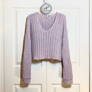 SKY AND SPARROW Women’s Open Weave Sweater Lavender Size S